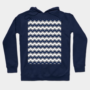 Navy Blue, Grey and White Chevron Zigzag Pattern Hoodie